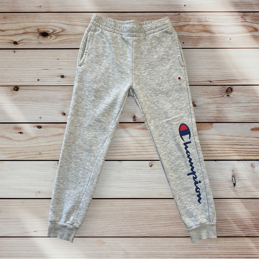 Champion Kids Youth Light Gray Logo Joggers Sweatpants Athletic Size Small 8